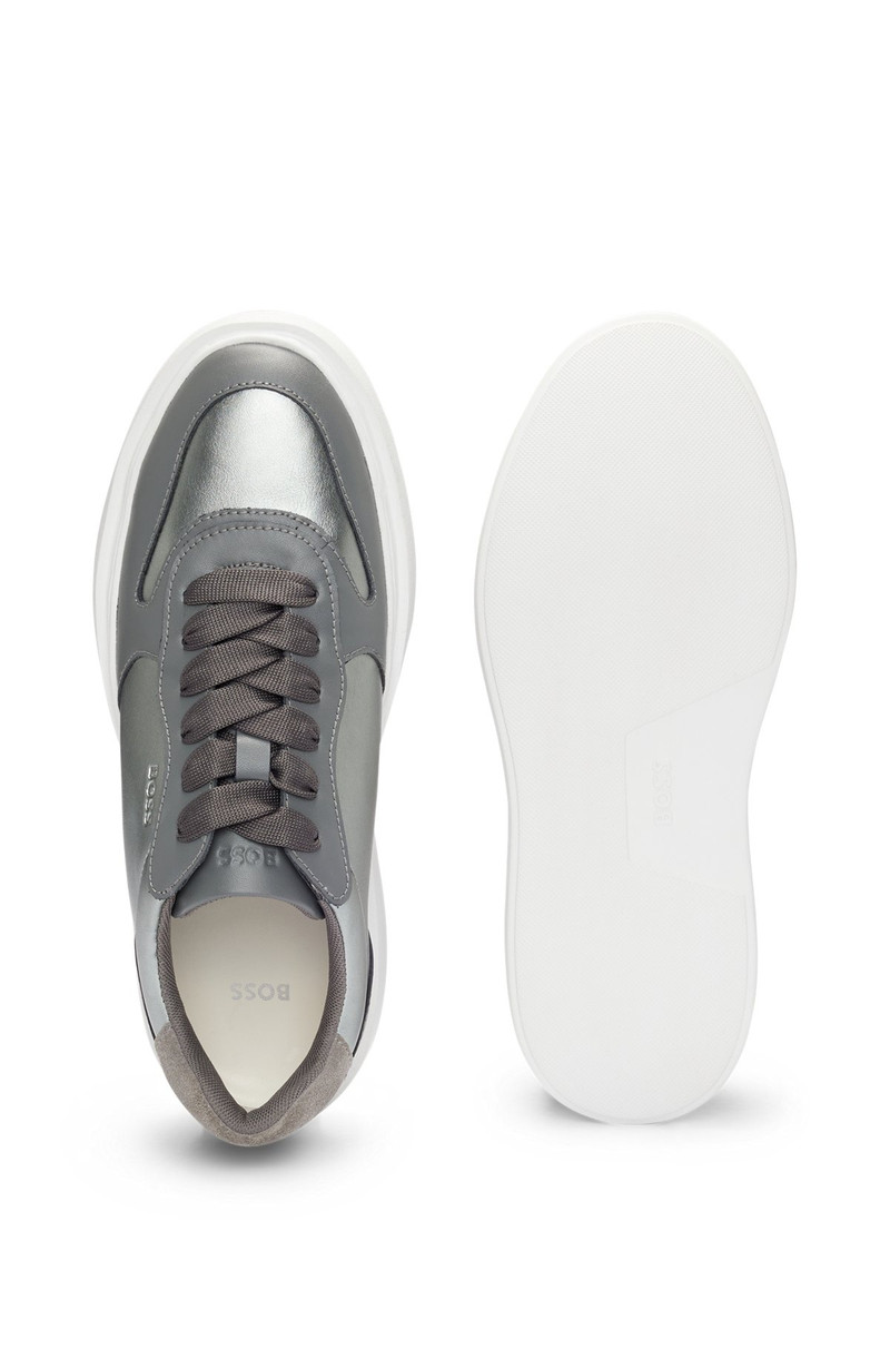 FAUX-LEATHER TRAINERS WITH SILVER-TONE DETAILS 5