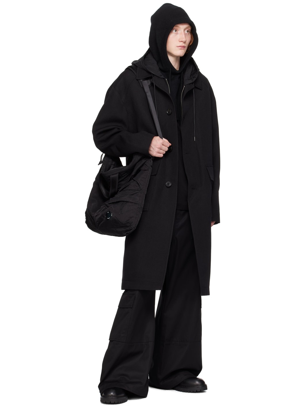 Black Detachable Hood Coat - 5