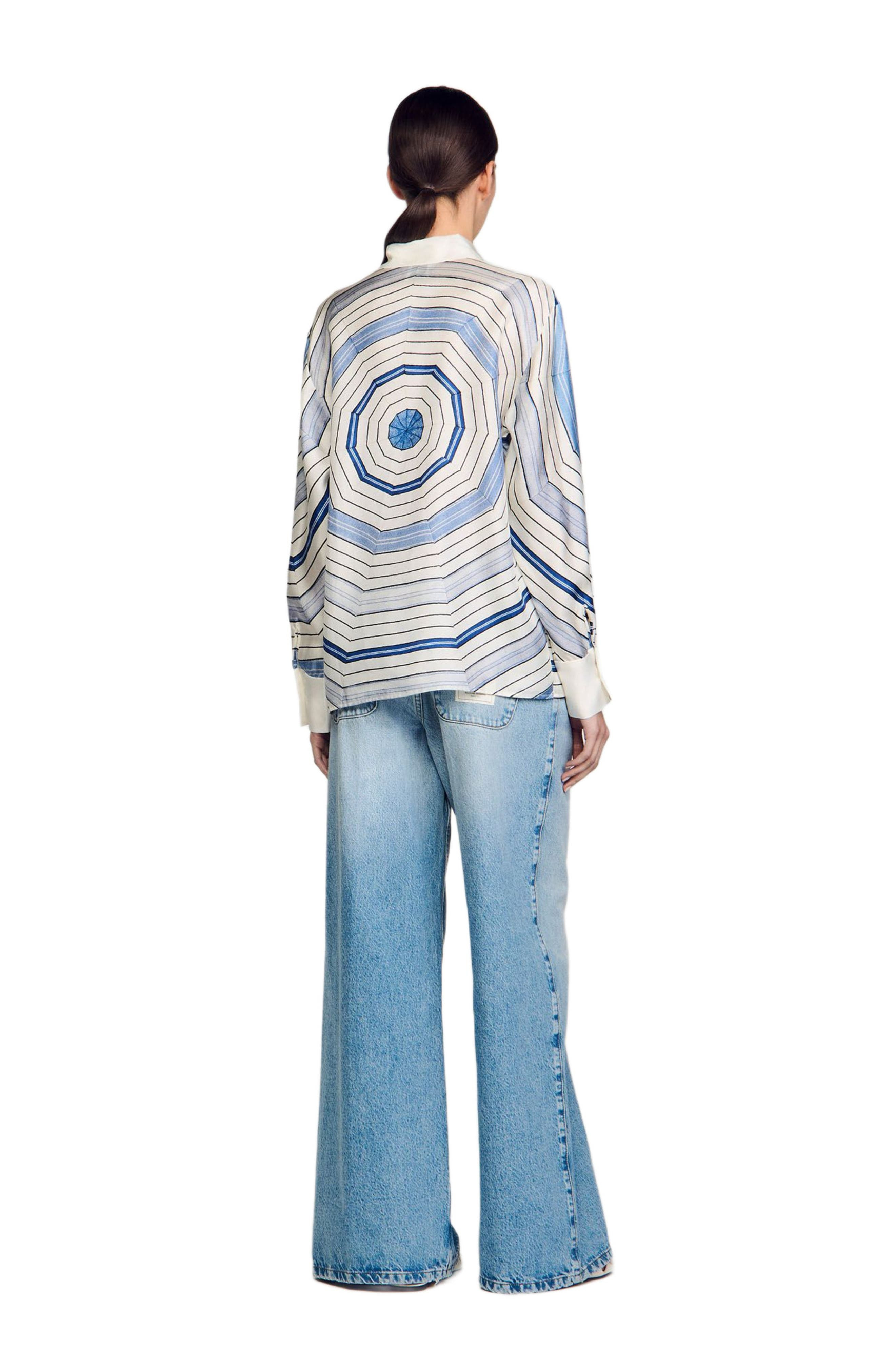 SANDRO Spiral-motif long sleeve shirt in Sky Blue at Nordstrom - 2