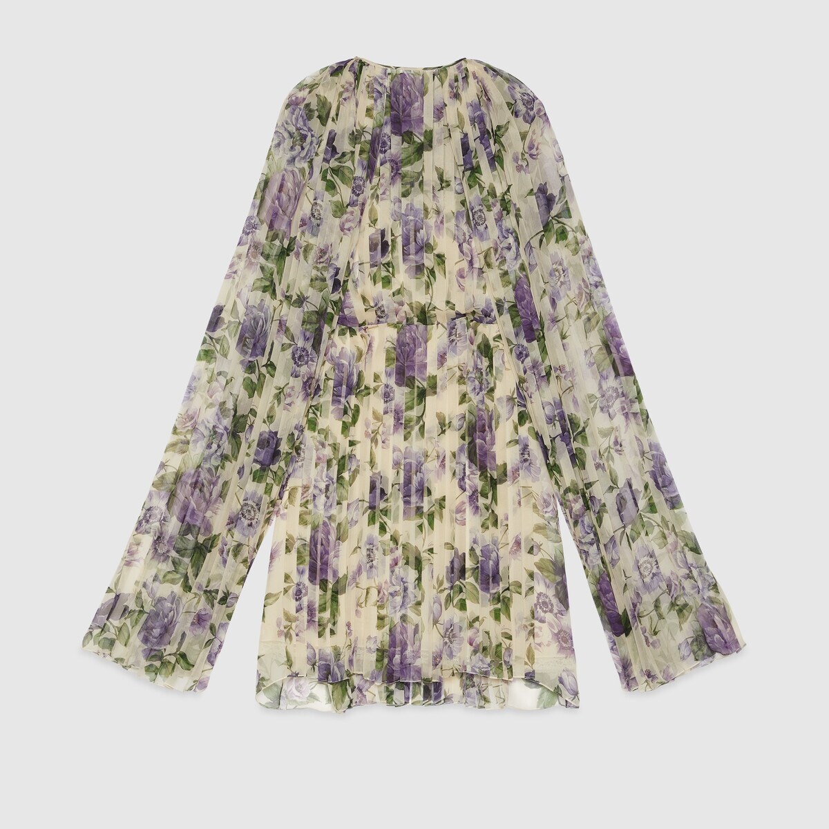 Floral print silk pleated dress - 1