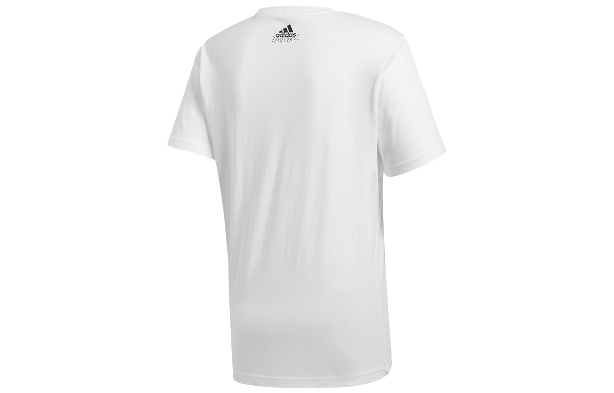 adidas Doodle Photos Photo Printing Sports Round Neck Short Sleeve White FN1715 - 2