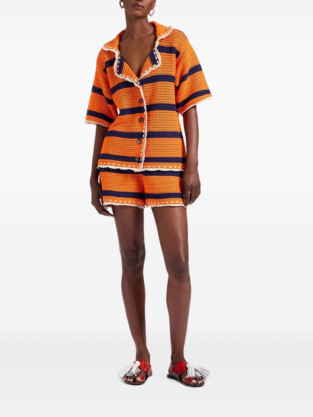 striped crochet shorts - 2
