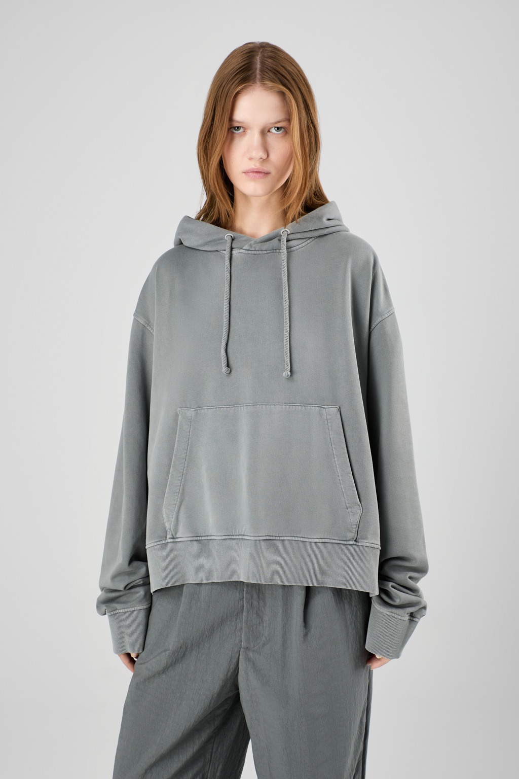 Gray Mineral Dye Boxy Hoodie - 2