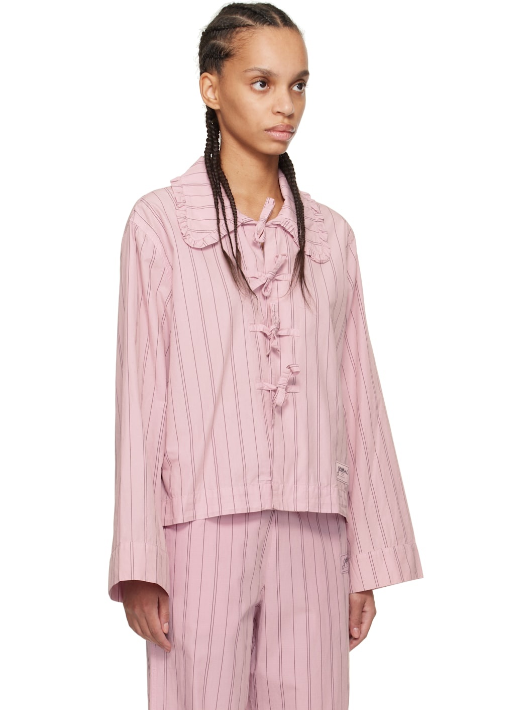 Pink Stripe Cotton Pyjama Shirt - 2