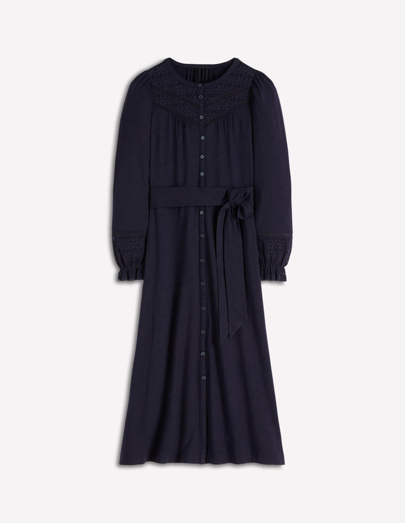 Pippa Broderie Jersey Dress-Navy 1