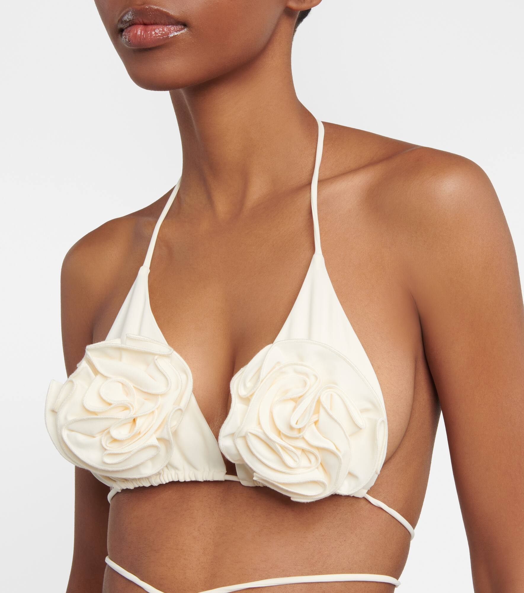 Floral appliqué triangle bikini top - 4