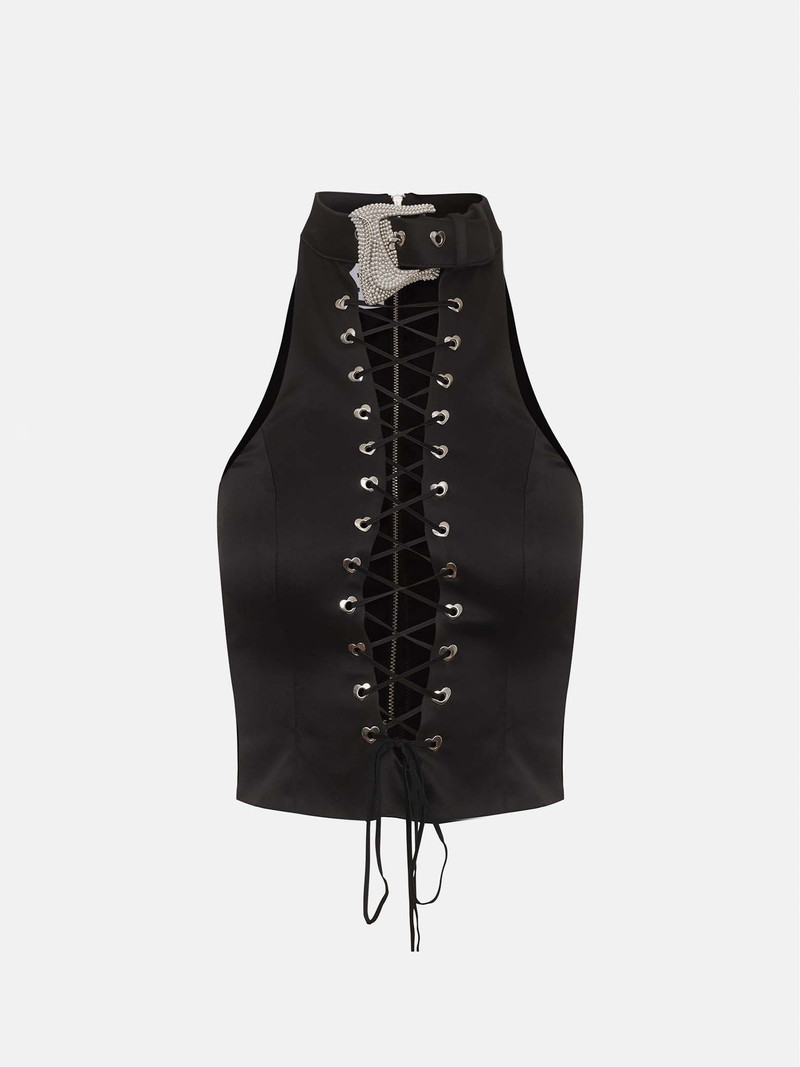 PHOEBE TOP BLACK SATIN 1