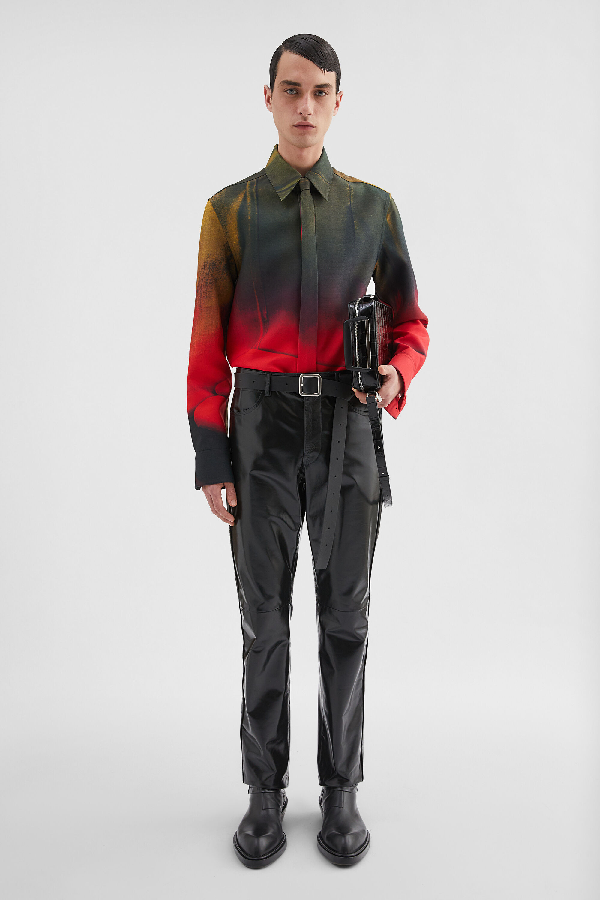 Wool Blend Shirt with Tie - 4