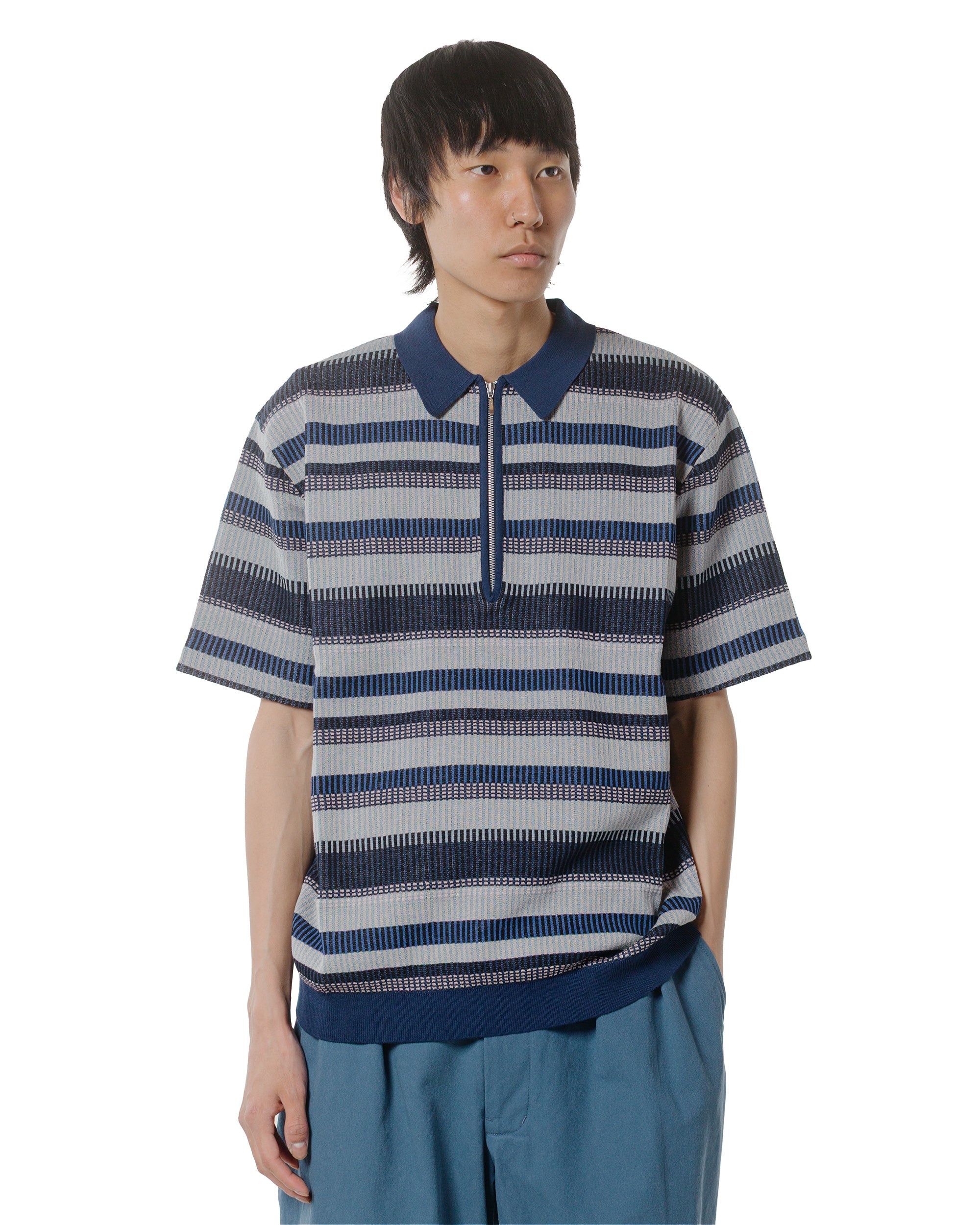 Half Zip Knit Polo Navy - 2
