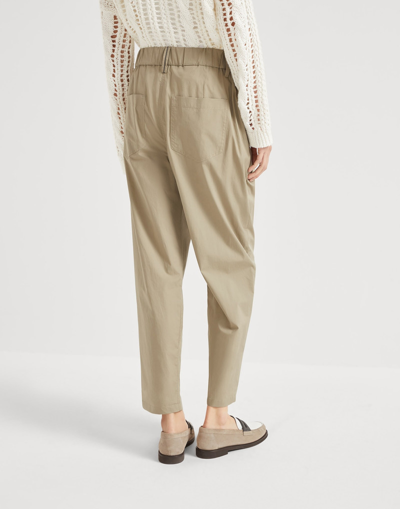 Brunello Cucinelli Lightweight poplin five-pocket track trousers with monili outlook