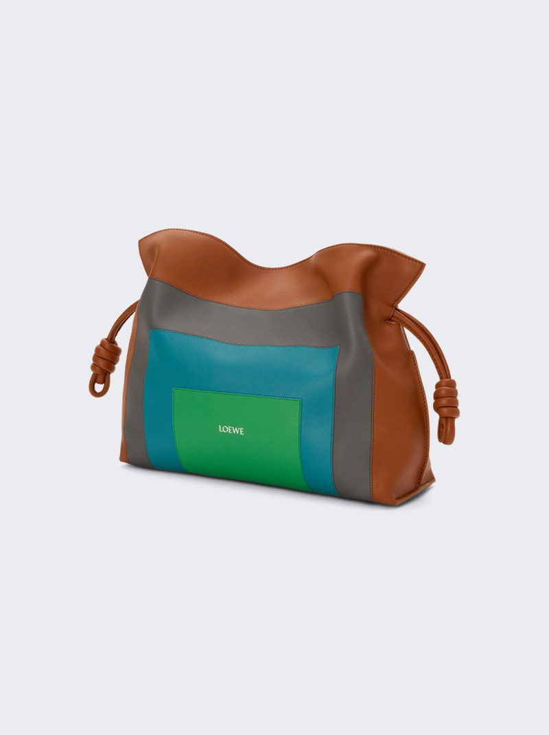 Loewe Flamenco Clutch Square Caramel And Bright Green outlook