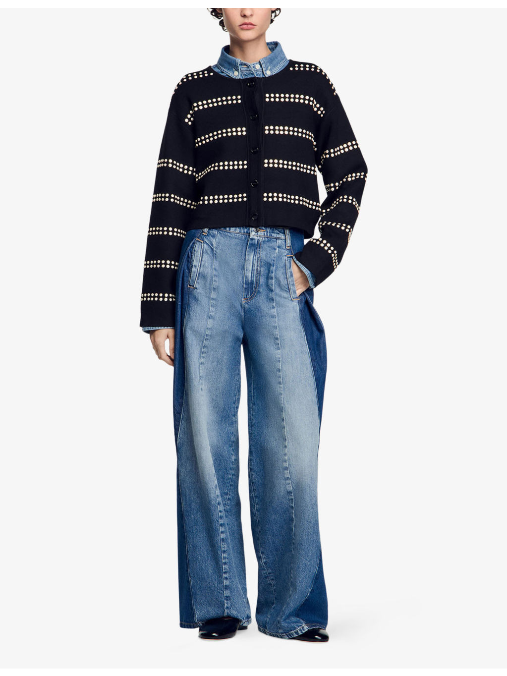 Stud-embellished knitted cardigan - 2