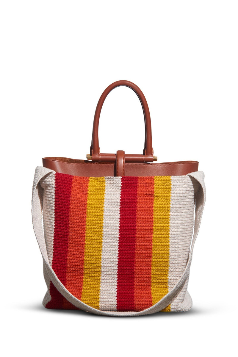GABRIELA HEARST Large Crossover Knit Bag in Red, Orange & Yellow Cashmere outlook