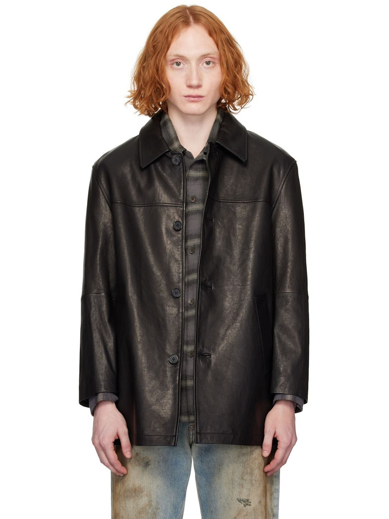 Black Half Leather Jacket 1