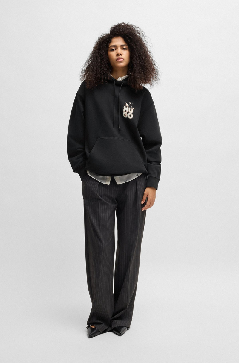 HUGO RELAXED-FIT HOODIE IN FRENCH TERRY WITH SEASONAL ARTWORK outlook