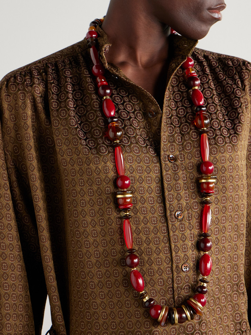 SAINT LAURENT Loulou Gold-tone, Carnelian And Jasper Necklace outlook