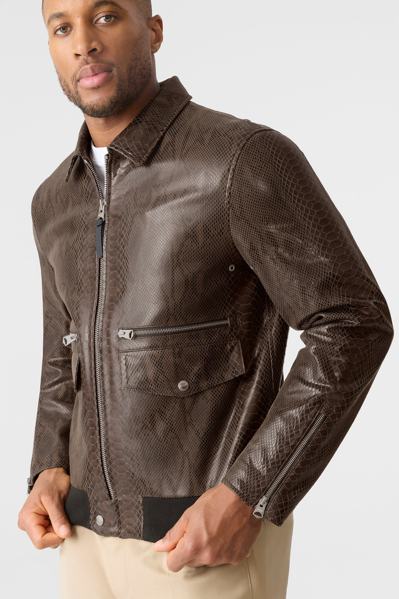 JAKARI-SNK Snake Pattern Leather Zip Jacket 8