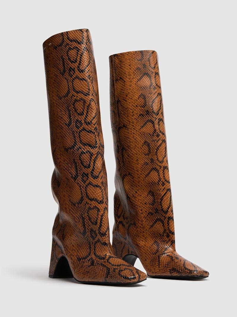 85mm Snake print leather bridge boots - 2