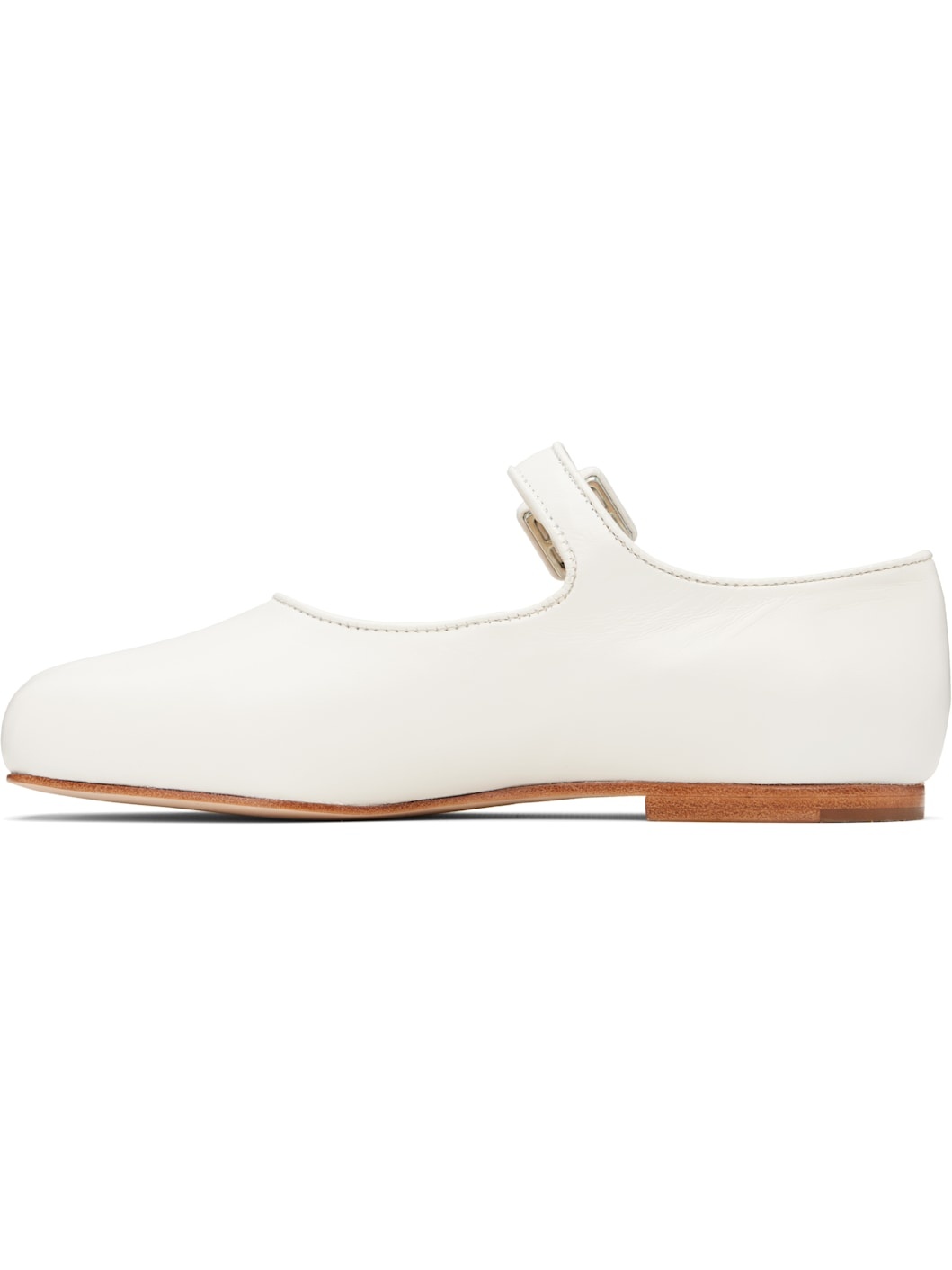 White Mary Jane Pointe Ballerina Flats - 3