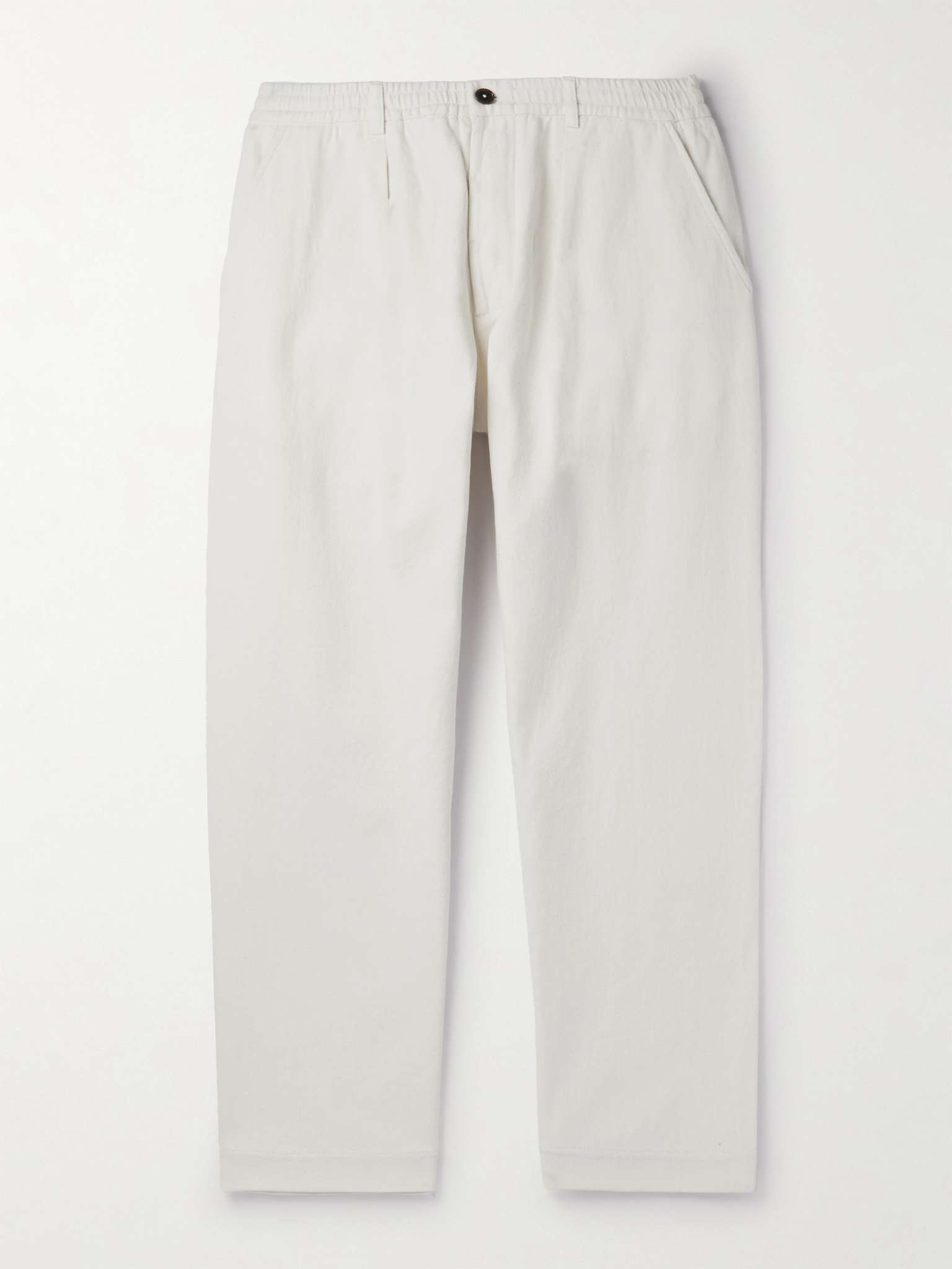 Wide-Leg Pleated Cotton-Twill Trousers - 1