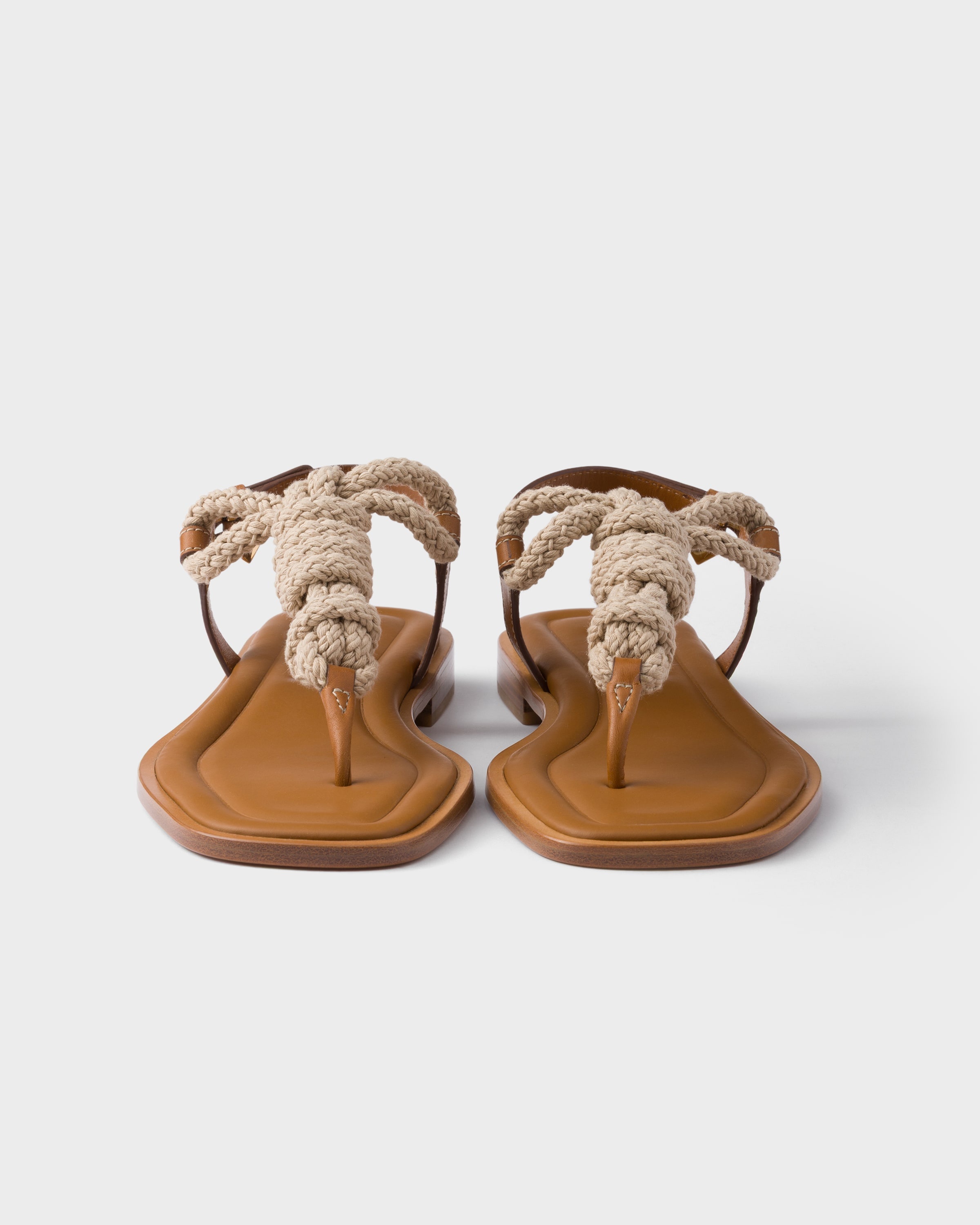 Leather and cord thong sandals - 5