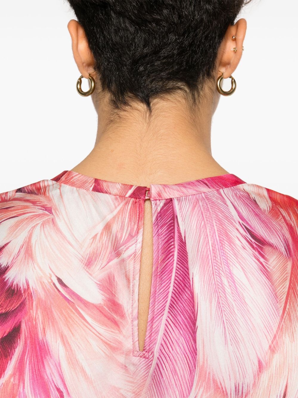 plumage-print silk T-shirt - 5