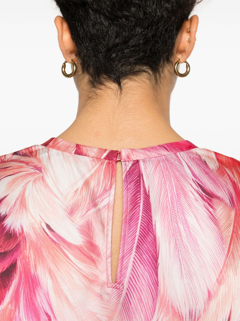 plumage-print silk T-shirt 5