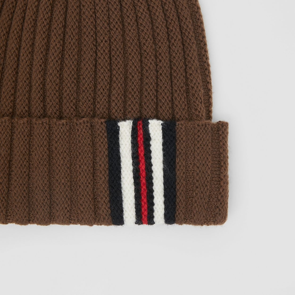 Stripe Detail Rib Knit Wool Beanie - 6