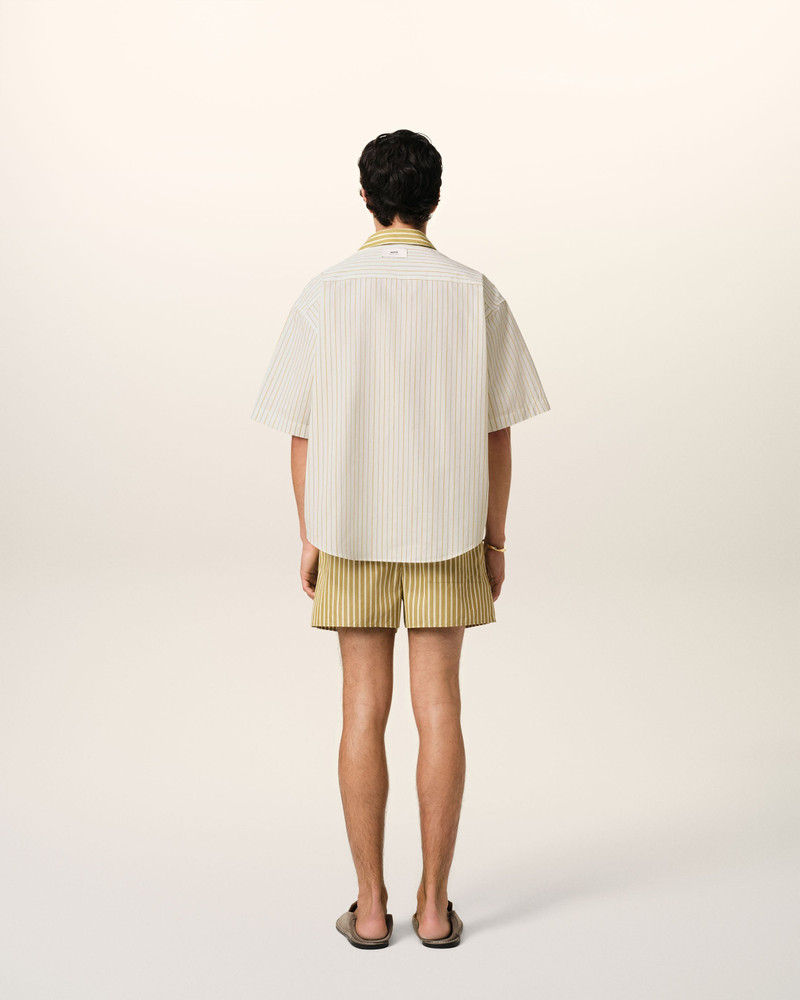 WHITE AND KHAKI COTTON SHORT SLEEVE BOXY SHIRT 5