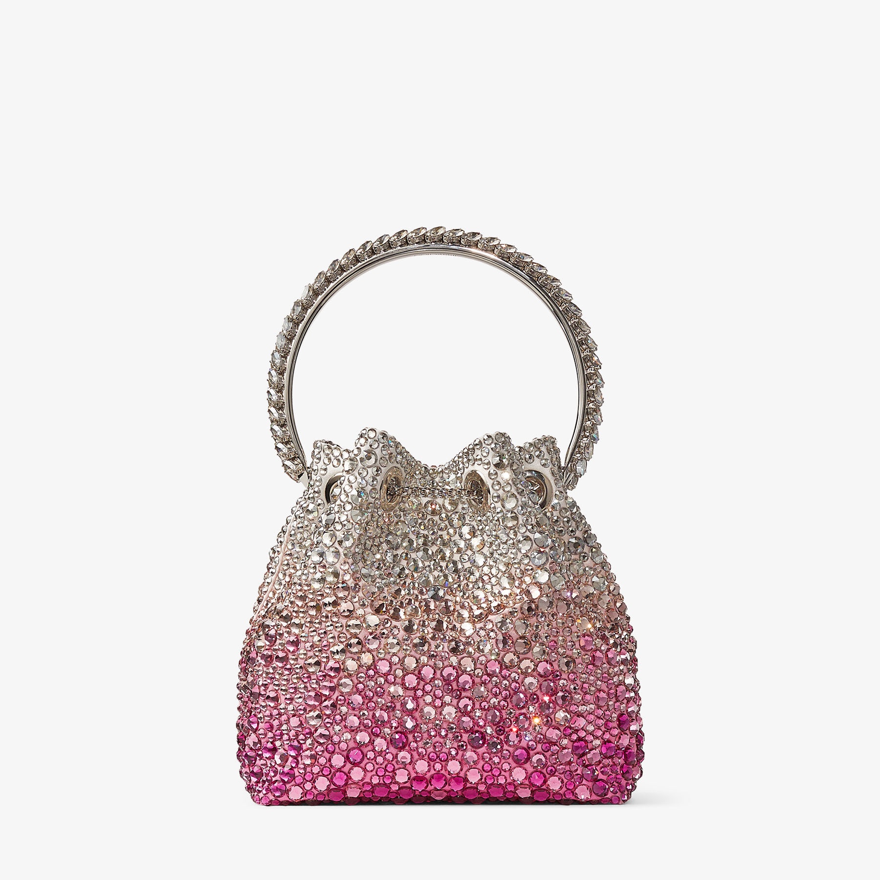 Bon Bon
Candy Pink and Silver Satin Bag with Swarovski Crystals - 6