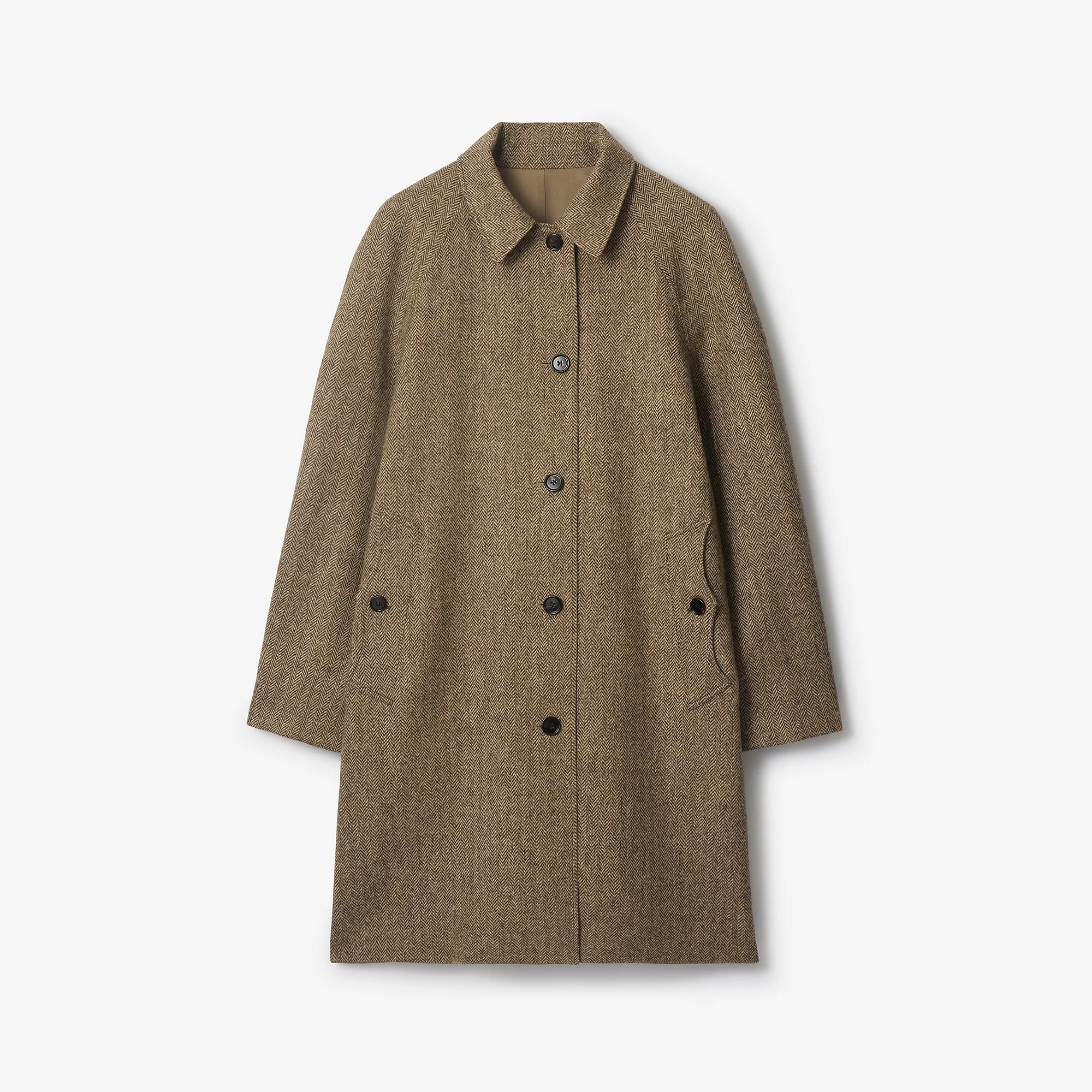 Long Herringbone Wool Dual Burberry Car Coat - 1
