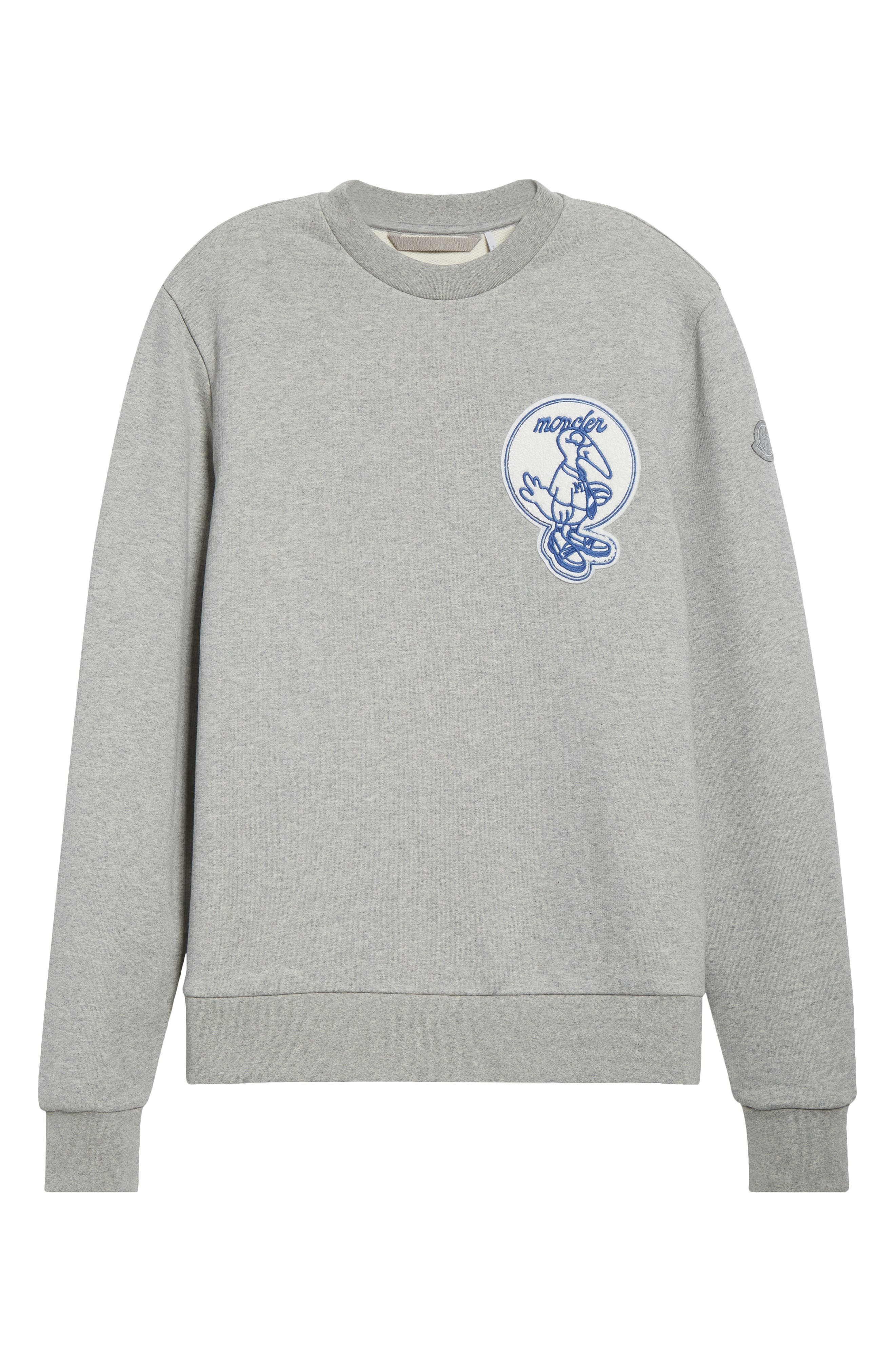 Moncler Monduck Mascot Patch Sweatshirt in Extra Light Gray Melange at Nordstrom - 5