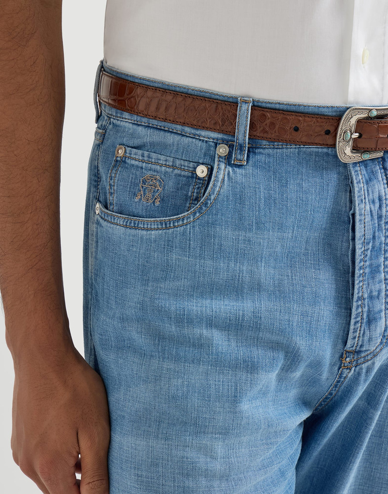 Lightweight old denim iconic fit five-pocket trousers 4