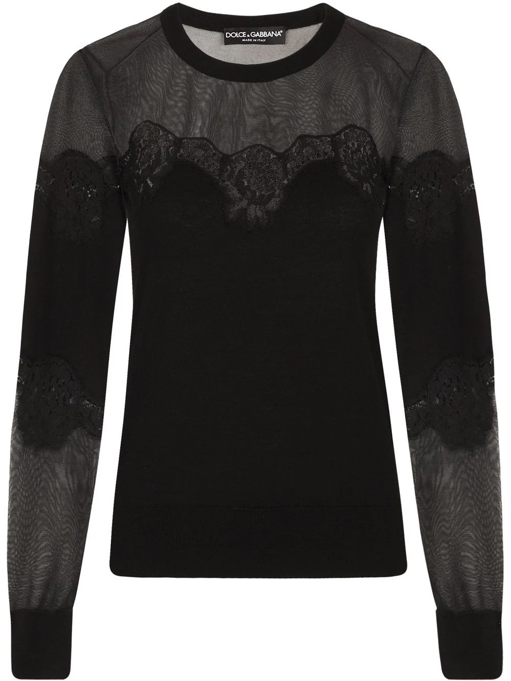 lace-trim panelled jumper - 1