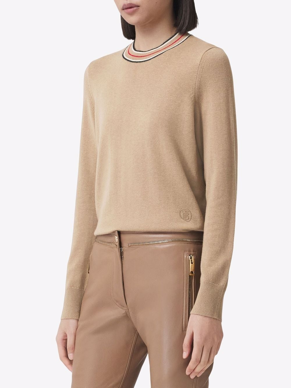 stripe detail cashmere jumper - 3