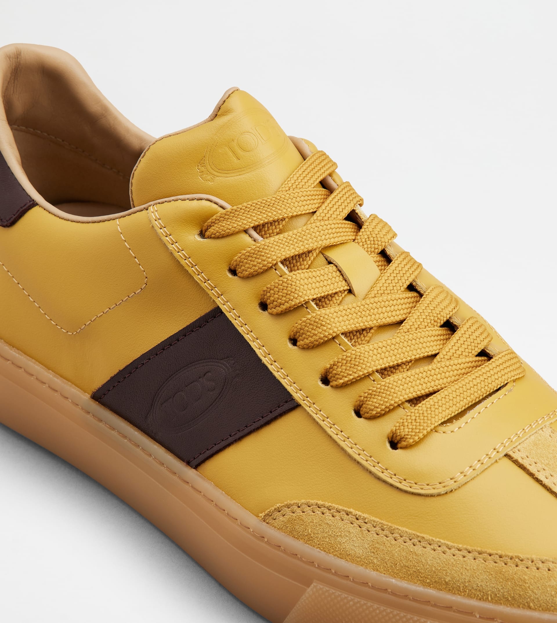SNEAKERS IN LEATHER - YELLOW, BROWN - 5
