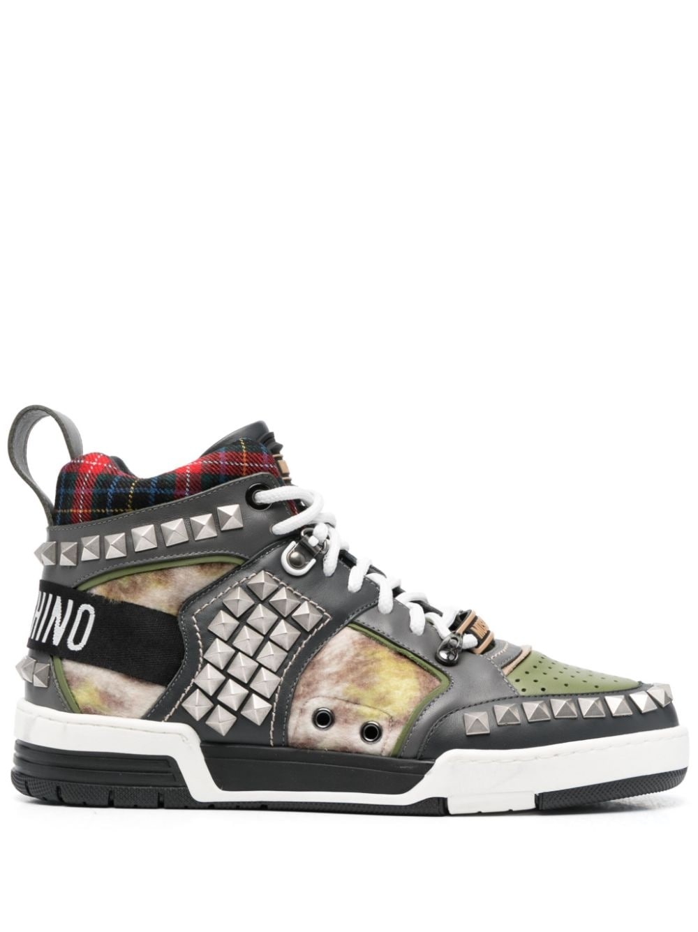 stud-embellished patchwork sneakers - 1