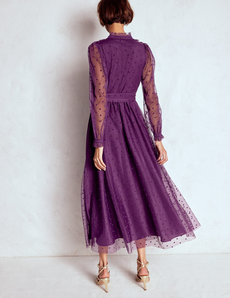 Tulle Ruffle Maxi Dress-Viola Purple 4