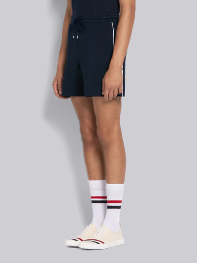 Thom Browne Navy Cotton Interlock Seamed 4-Bar Track Shorts outlook