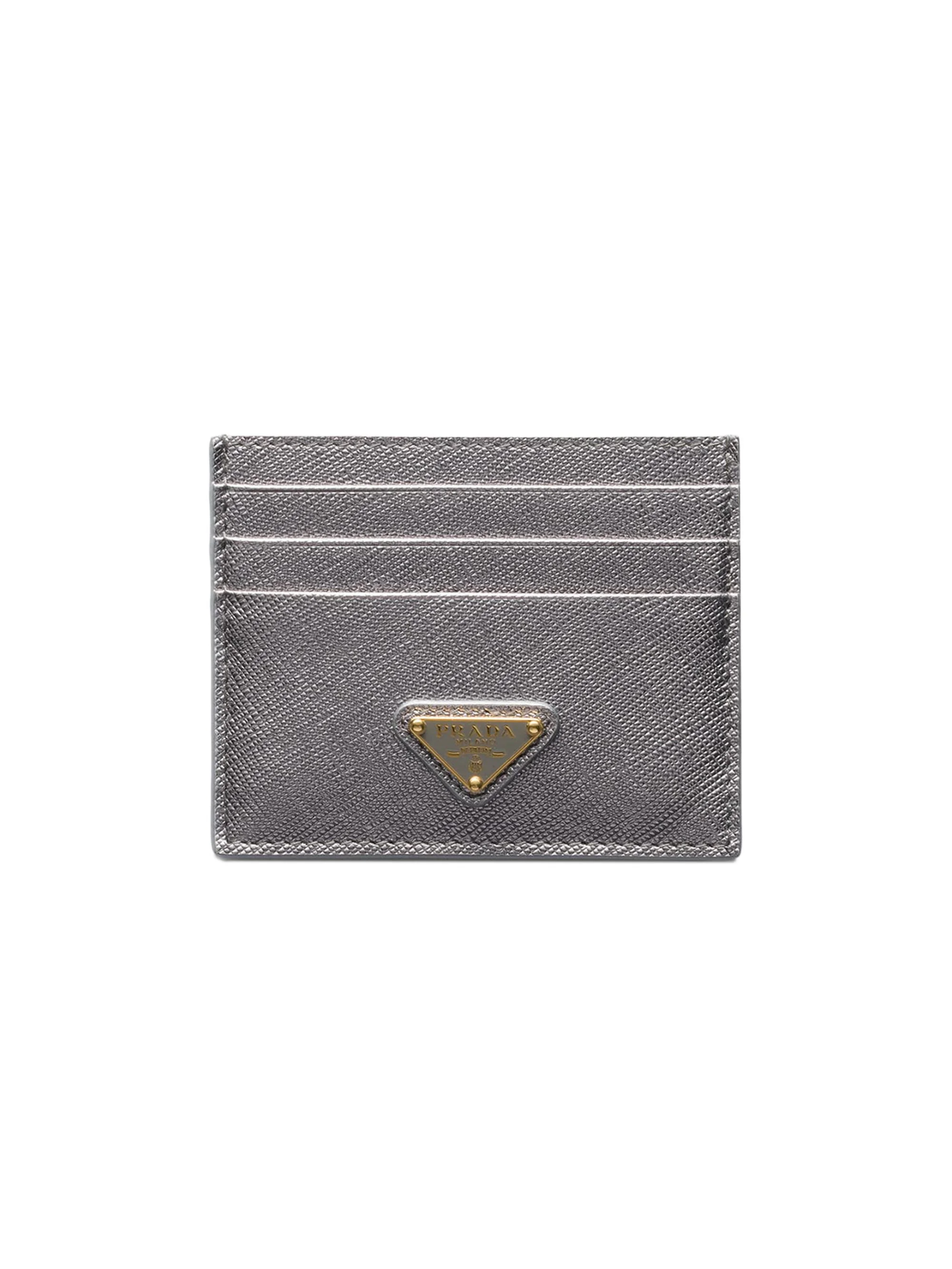 Women's Saffiano Leather Card Holder - Greyish Silver - 1
