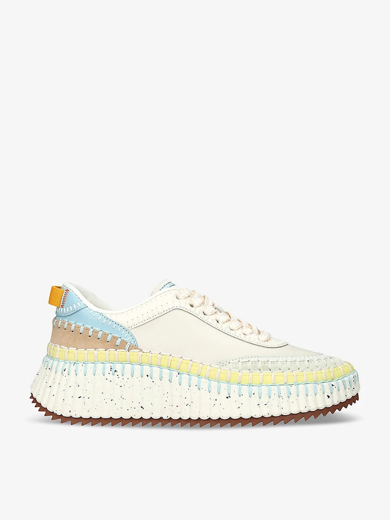 Nama embroidered leather low-top trainers 1