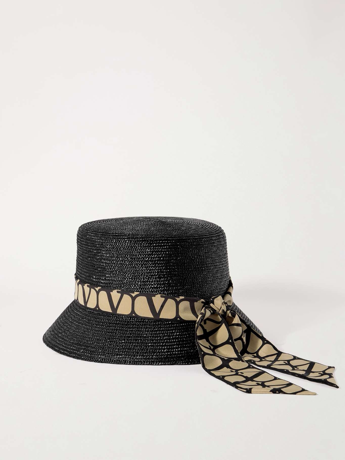 Printed silk-trimmed straw bucket hat - 3