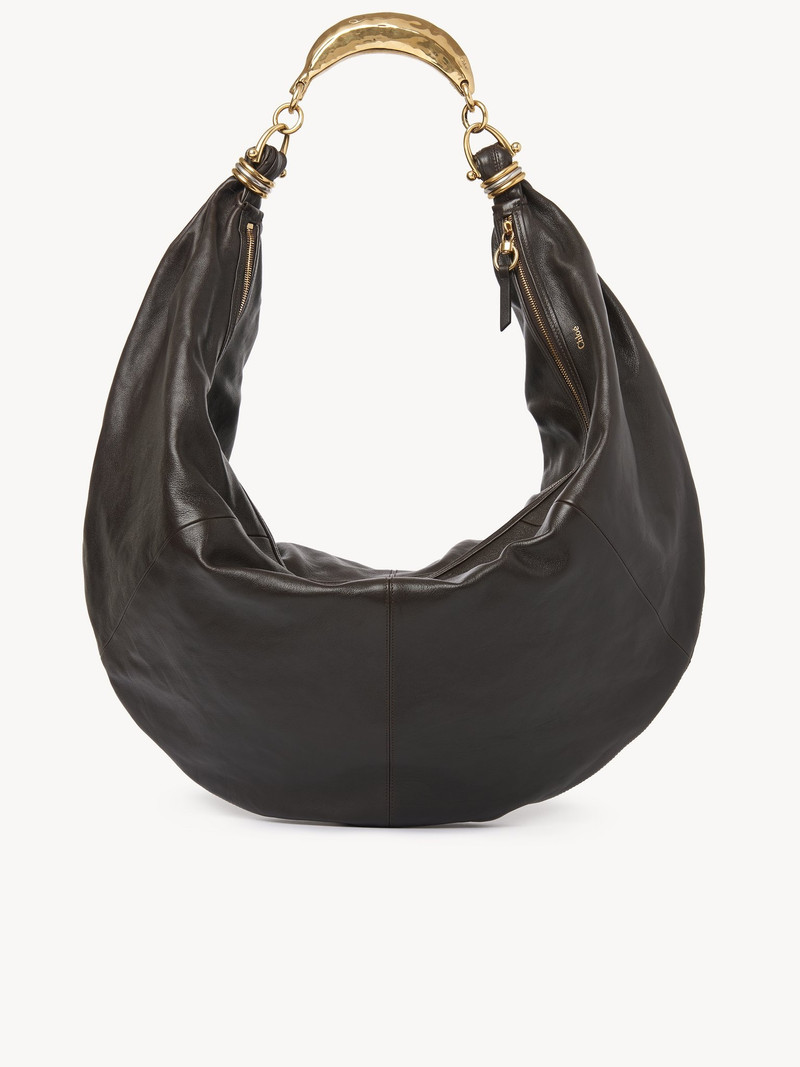 OVERSIZED BRACELET HOBO BAG IN GRAINED LEATHER 1