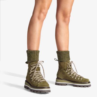JIMMY CHOO Chike Flat
Caper Green Crosta Suede Anle Boots with Knitted Sock outlook