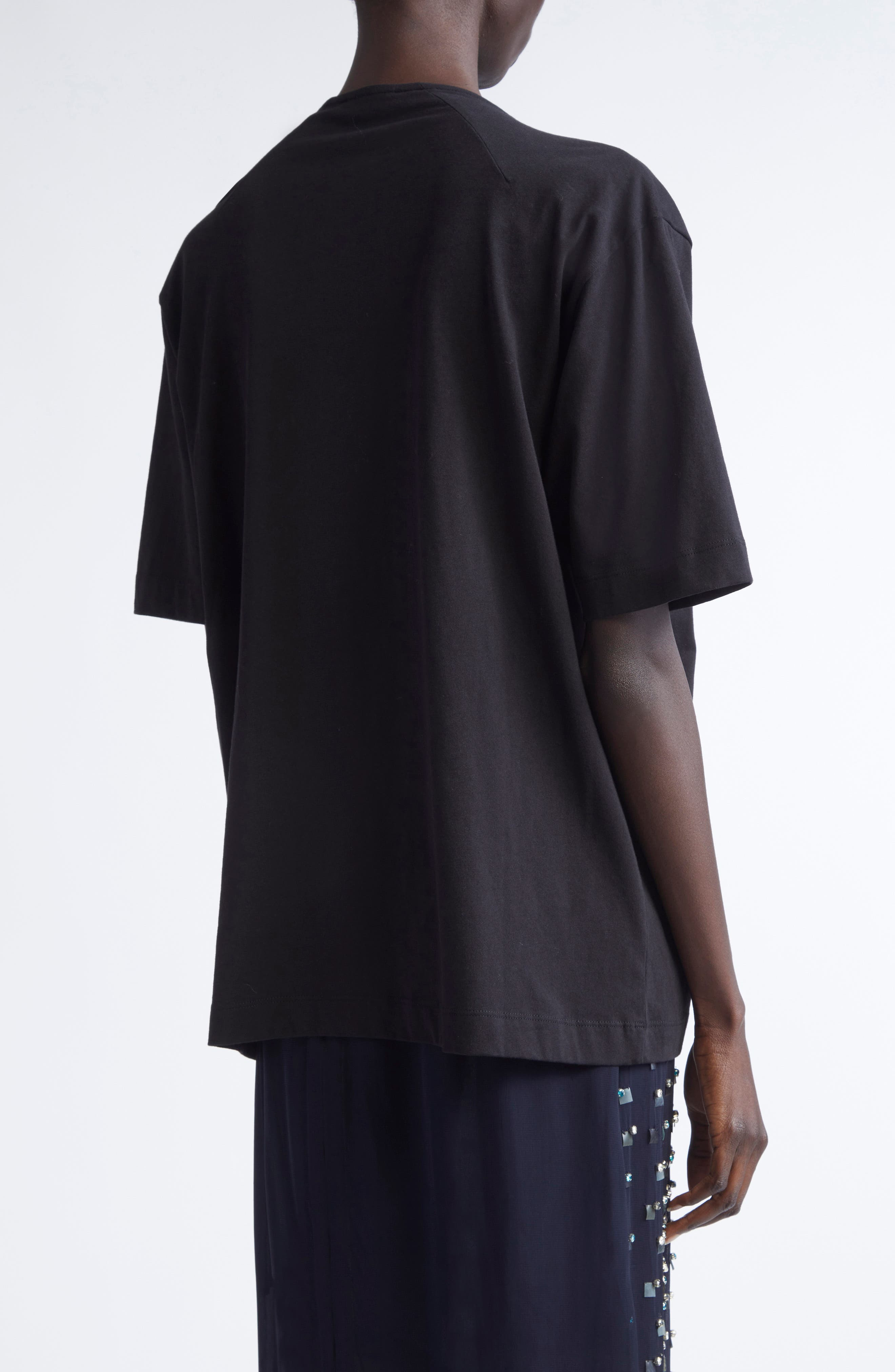 Dries Van Noten Hebitta Bow Neck Short Sleeve T-Shirt in Black at Nordstrom - 3