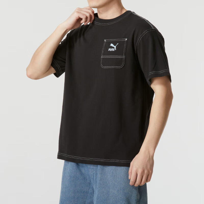 PUMA Logo Pocket T-shirt 'Black' 626858-01 - 3