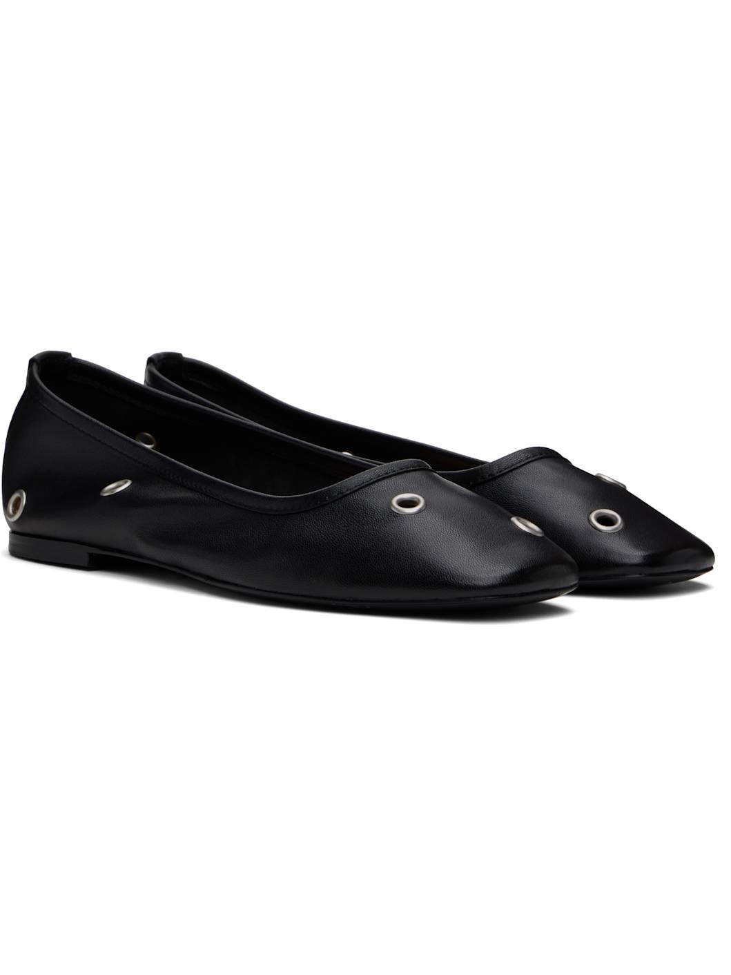 Black Eyelet Ballerina Flats - 4