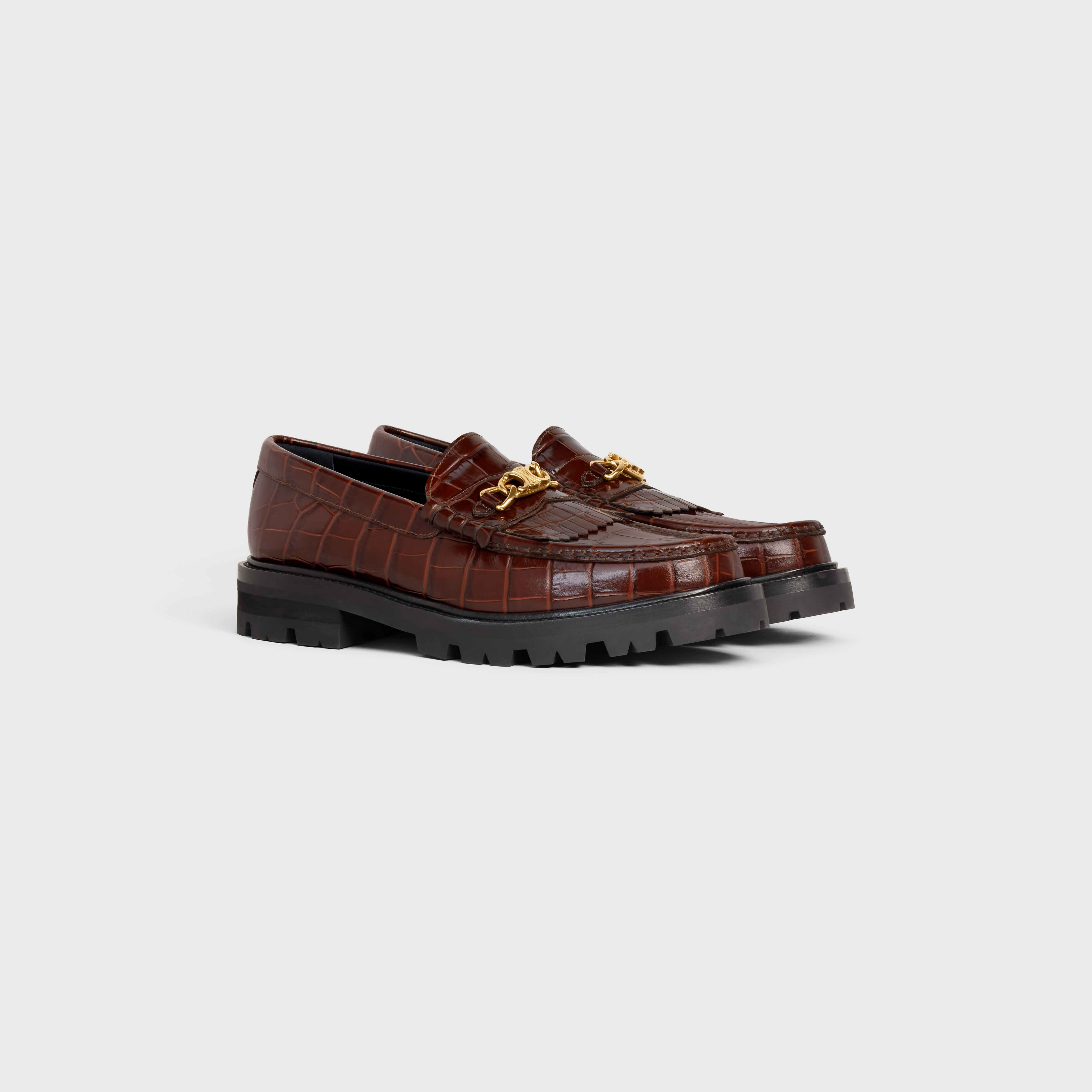 MARGARET LOAFER WITH TRIOMPHE in CROCODILE STAMPED CALFSKIN - 2