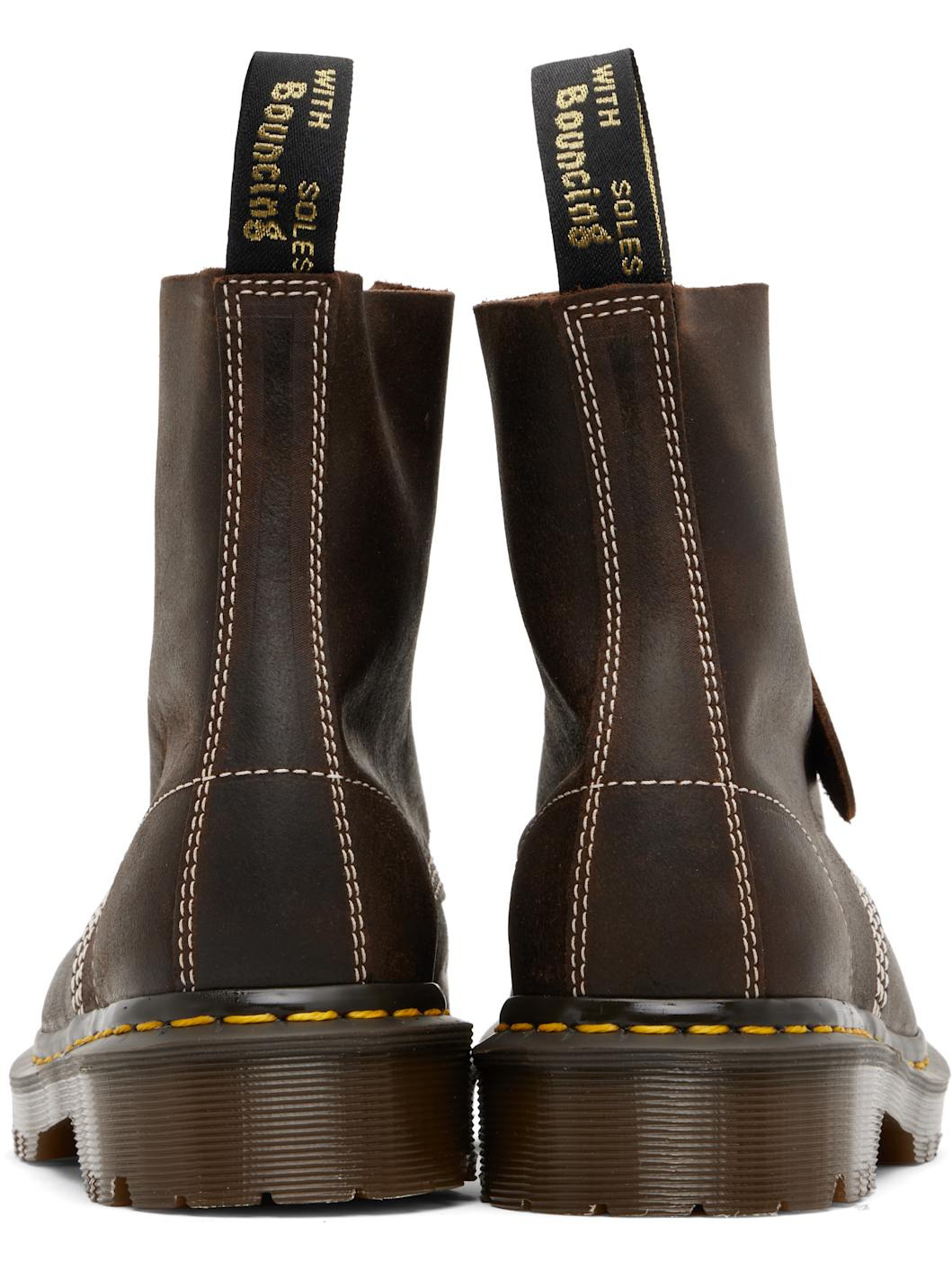Brown 1460 'Made In England' Wax Commander Lace-Up Boots - 2