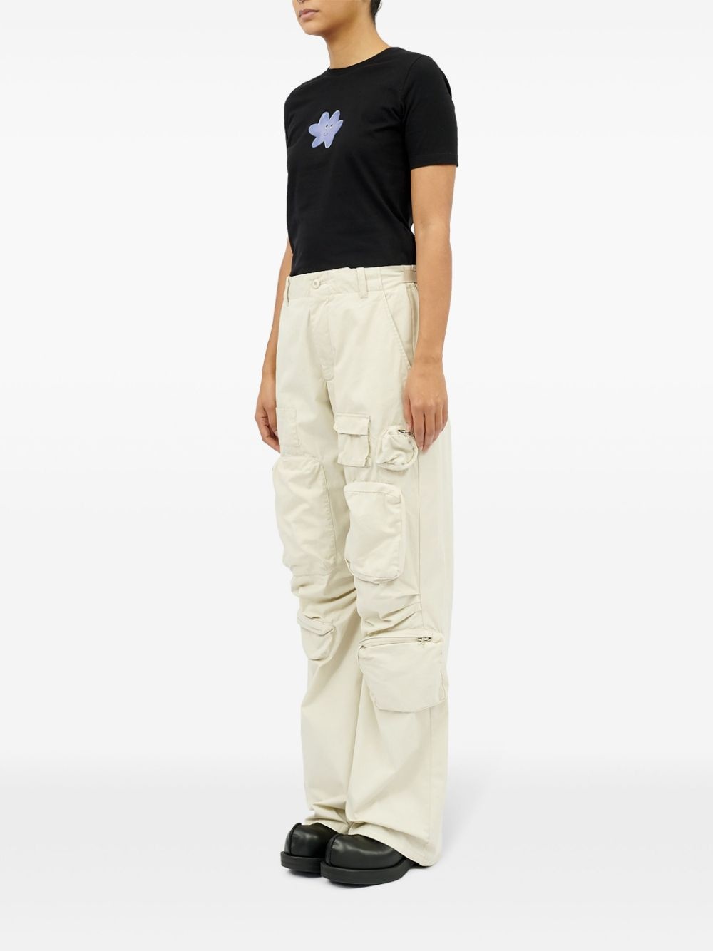 cotton gabardine-wave cargo trousers - 5